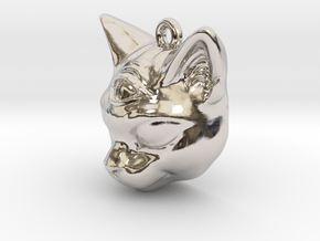 Mystical cat pendant in Rhodium Plated Brass