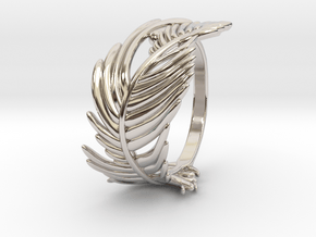 Feather Ring in Rhodium Plated Brass: 5 / 49