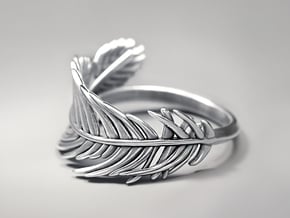 Feather Ring in Polished Silver: 5 / 49