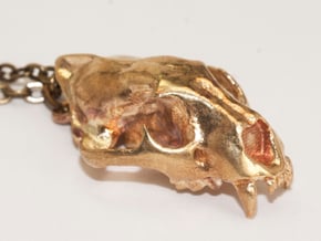 Cougar skull pendant in Natural Bronze