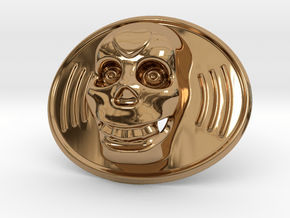 Skull Mexico Belt Buckle in Polished Brass