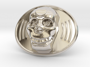 Skull Mexico Belt Buckle in Platinum