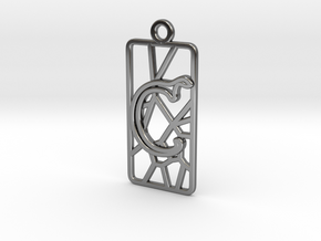 Personalised Inkscape Voronoi Earring Rectangular in Fine Detail Polished Silver