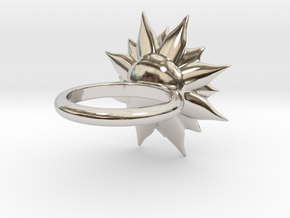 Pointed Succulent  in Rhodium Plated Brass