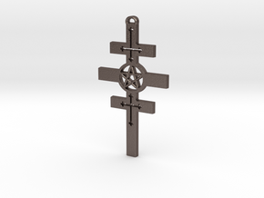 Houssaye Cross in Polished Bronzed Silver Steel