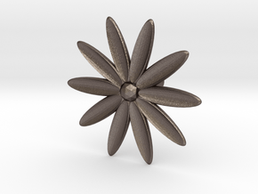 Hole Plug 0003 - flower in Polished Bronzed Silver Steel