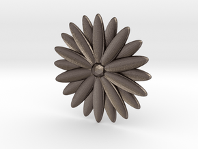 Hole Plug 0004 - flower in Polished Bronzed Silver Steel