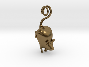 Mouse Pendant in Polished Bronze