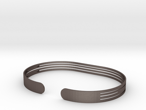 Extended Stripe Bracelet in Polished Bronzed Silver Steel