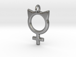 Female Symbol with Cat Ears in Natural Silver