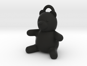 Tiny Teddy Bear w/loop in Black Premium Versatile Plastic