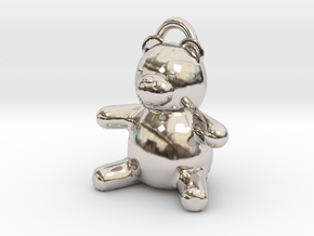 Tiny Teddy Bear w/loop in Rhodium Plated Brass