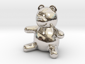 Tiny Teddy Bear (no loop) in Rhodium Plated Brass