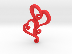 Swirly Hearts Pendant/Keychain in Red Processed Versatile Plastic