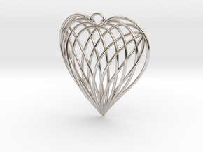 Woven Heart in Rhodium Plated Brass