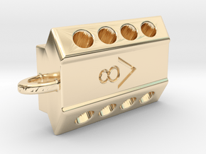 V8 engine keychain in 14k Gold Plated Brass
