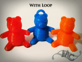 Tiny Teddy Bear w/loop in Blue Processed Versatile Plastic