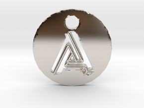 initial "A" pendant in Rhodium Plated Brass