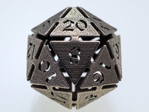 Big die 20 / d20 32mm / dice set in Polished Bronzed Silver Steel