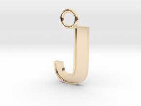 Letter J Key Ring Charm in 14k Gold Plated Brass