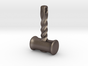 Thor Hammer viking in Polished Bronzed Silver Steel