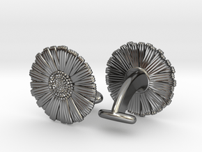 Daisy Cufflinks in Fine Detail Polished Silver