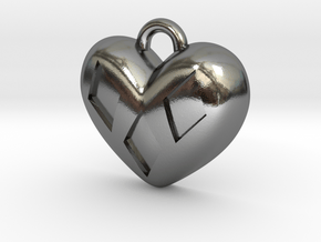 Diamond Kissed Heart Pendant in Polished Silver: Extra Small