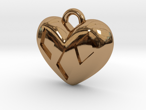 Diamond Kissed Heart Pendant in Polished Brass: Extra Small