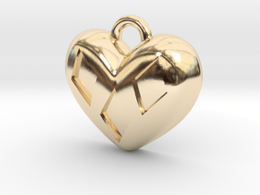 Diamond Kissed Heart Pendant in 14k Gold Plated Brass: Extra Small