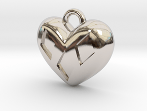 Diamond Kissed Heart Pendant in Rhodium Plated Brass: Extra Small