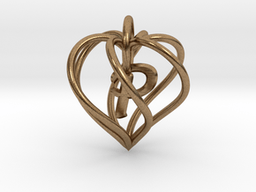 My Heart is Yours pendant, interlocking Initial P in Natural Brass (Interlocking Parts)