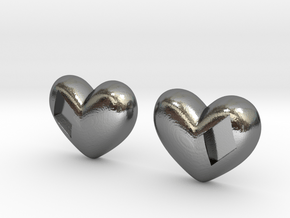 Diamond Kissed Heart Earrings (front pieces only) in Polished Silver: Extra Small