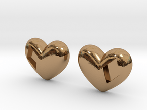 Diamond Kissed Heart Earrings (front pieces only) in Polished Brass: Extra Small