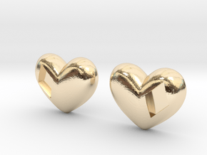Diamond Kissed Heart Earrings (front pieces only) in 14k Gold Plated Brass: Extra Small