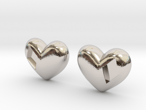 Diamond Kissed Heart Earrings (front pieces only) in Rhodium Plated Brass: Extra Small