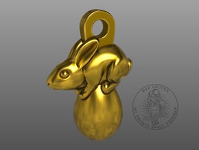Easter Earring Bunny Pendant  in Polished Bronze
