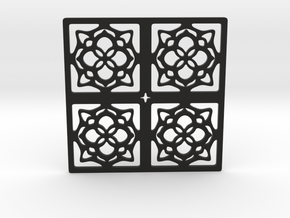 Cup coaster - pattern III in Black Premium Versatile Plastic