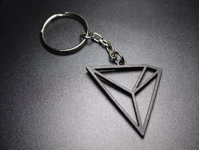 TRON Logo Key Chain (size: large - 40mm) in Polished and Bronzed Black Steel