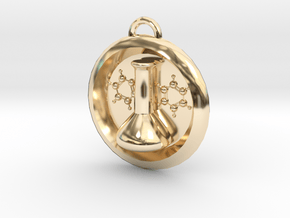 Volumetric Flask Medalion in 14k Gold Plated Brass