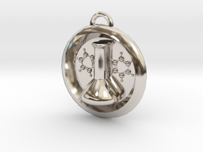 Volumetric Flask Medalion in Rhodium Plated Brass