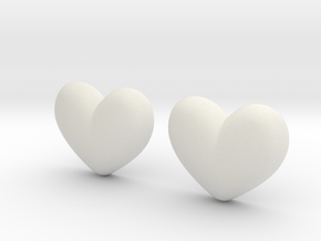 Batman Kisses Heart Earrings (front pieces only) in White Natural Versatile Plastic: Small