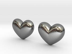 Batman Kisses Heart Earrings (front pieces only) in Polished Silver: Extra Small