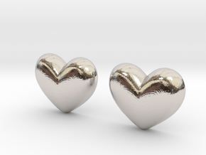 Batman Kisses Heart Earrings (front pieces only) in Rhodium Plated Brass: Extra Small