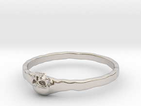 Small Skull Ring in Rhodium Plated Brass