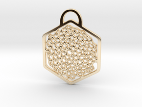 "O! My Honey(comb)". Pendant in 14k Gold Plated Brass