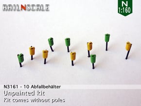 10 Abfallbehälter (N 1:160) in Tan Fine Detail Plastic