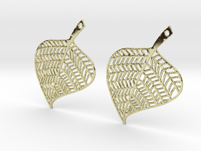 Hand Drawn Leaf Earrings in 18k Gold Plated Brass