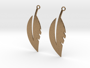 Feather Earrings in Natural Brass