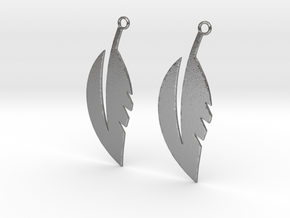 Feather Earrings in Natural Silver