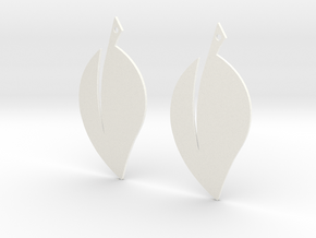 Leaf Earrings V2 in White Processed Versatile Plastic